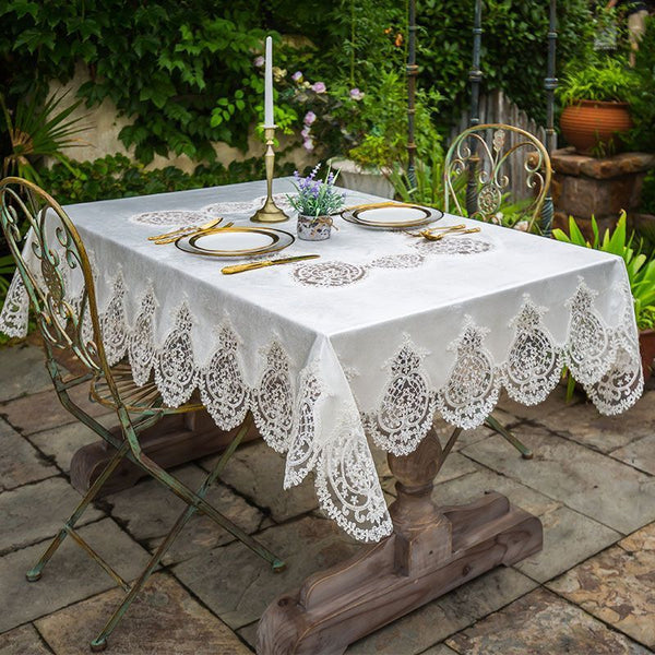 Pastoral Lace Embroidered Luxury European Tablecloth