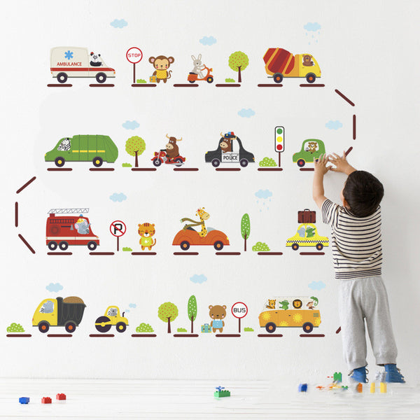 Cartoon Car Children's Room TV Background Kindergarten Decorative Wall Sticker Environmental Protection Stickers Children's Toys