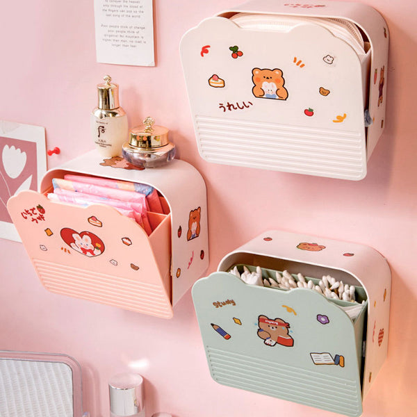 Wall-mounted Sanitary Napkin Storage Box For Girls