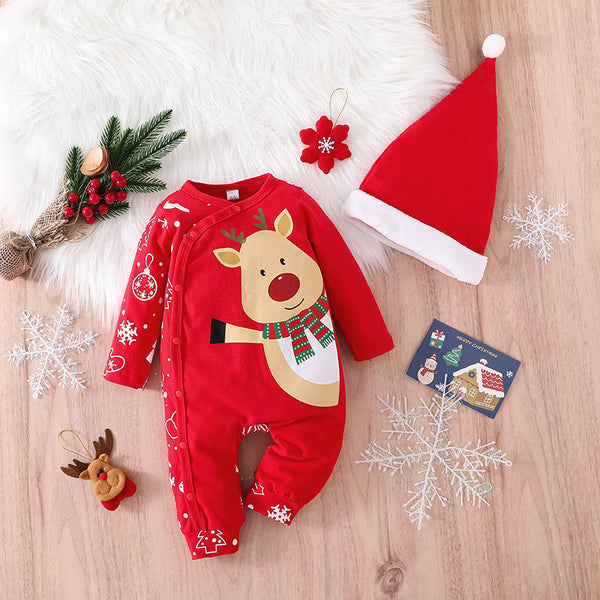 Cute Cartoon Red Onesie Romper Hat