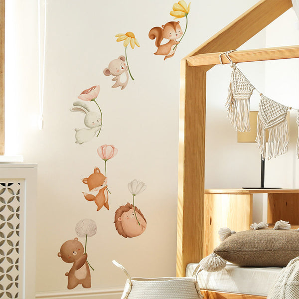 Cartoon Cute Small Animal Flower Children's Room Decorative Wall Stickers