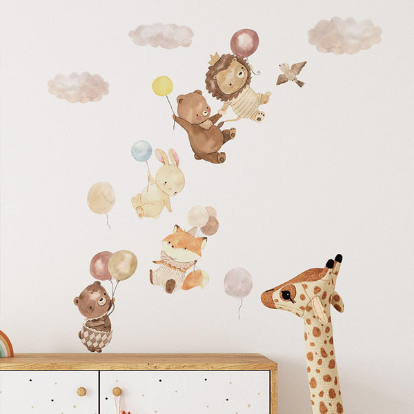 Cartoon Small Animal Balloon Cloud Children's Room Decorative Wall Sticker