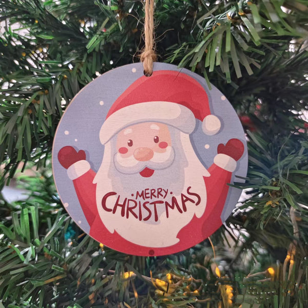 Christmas Ceramic Wooden Acrylic Double Sided Colored Pendant Circular