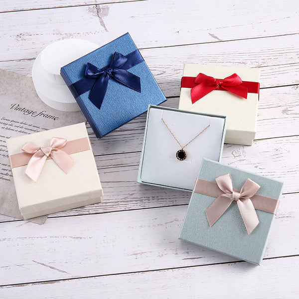 New Lenny Pattern Bow Jewellery Box Jewelry Box Stud Earrings Box Ring Box Bracelet Box Necklace Box