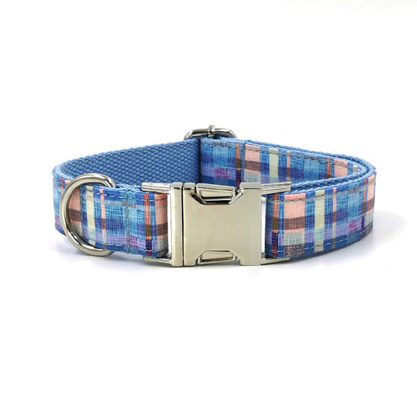 Plaid Dog Collar Print Bow Tie Bow Set