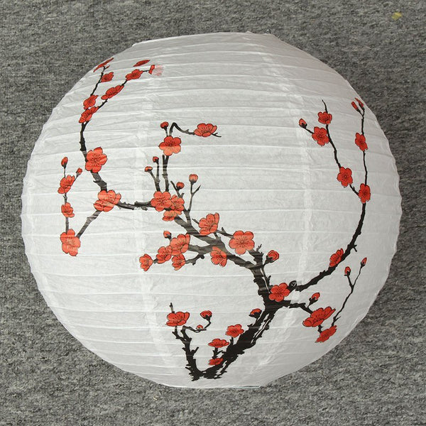 35CM Chinese Plum Blossom Paper Lantern Metal Holder Lamp