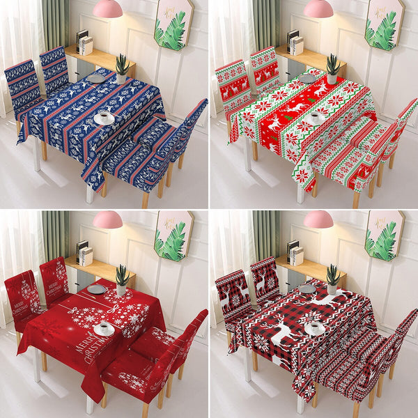 Christmas Printed Chair Cover Festive Decoration Elastic One-piece Absorbent Tablecloth