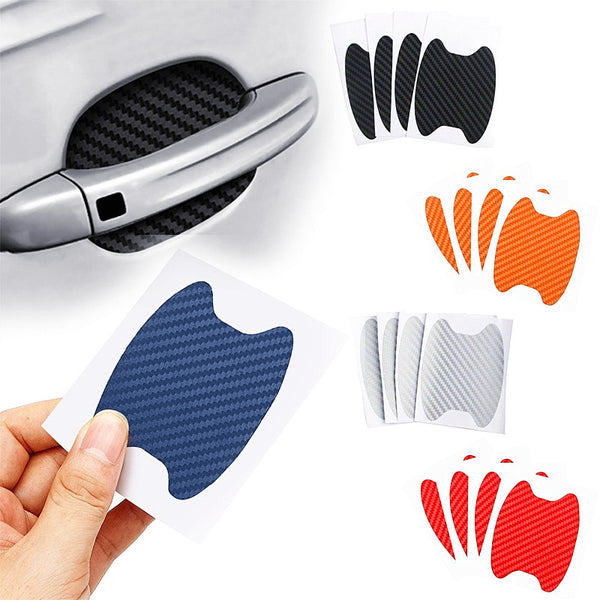 4pcs Set Of Door Stickers Carbon Fiber Scratch-resistant Car Handle Stickers