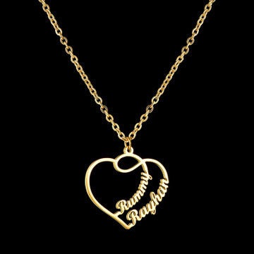 Personalize necklace custom 2 names heart necklace