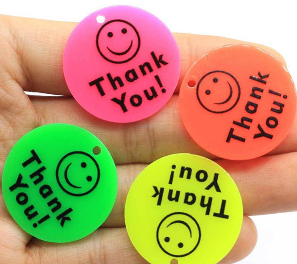 Thank you smiley tag keychain