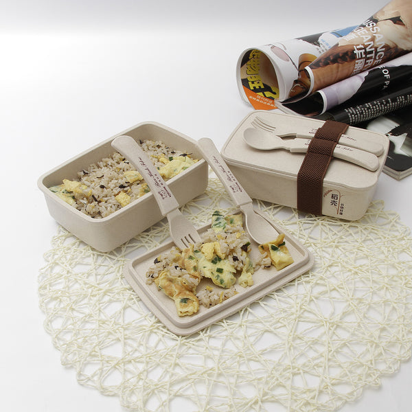 Japanese-style Student Lunch Box Wheat Single-layer Sealed