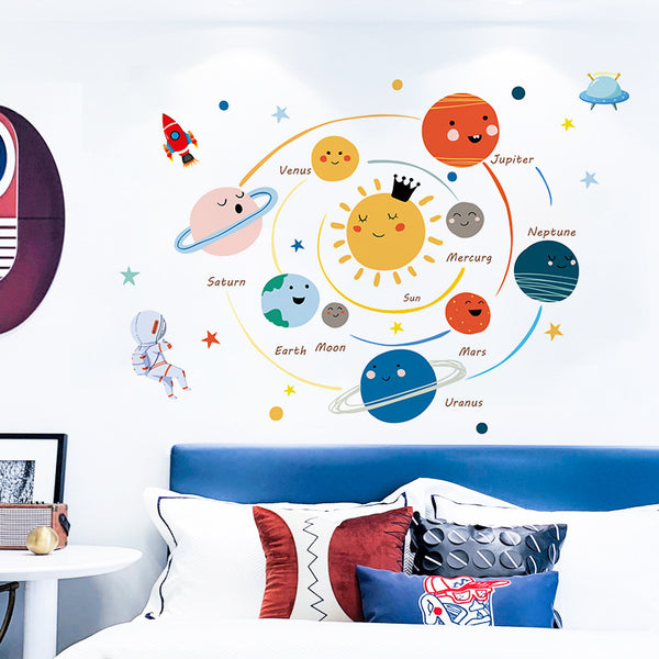 Cartoon Hand Drawn Solar System Decoration Layout Wall Stickers