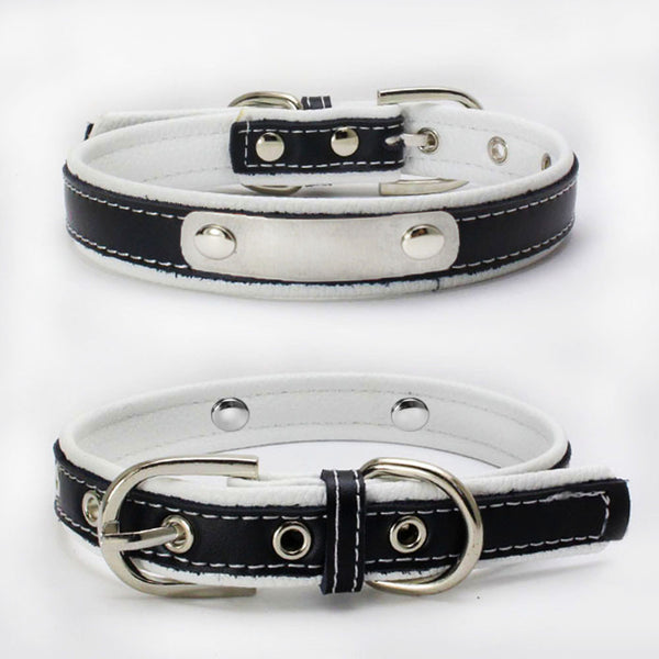 Double Leather Collar With Backing Collar For Dog Leash