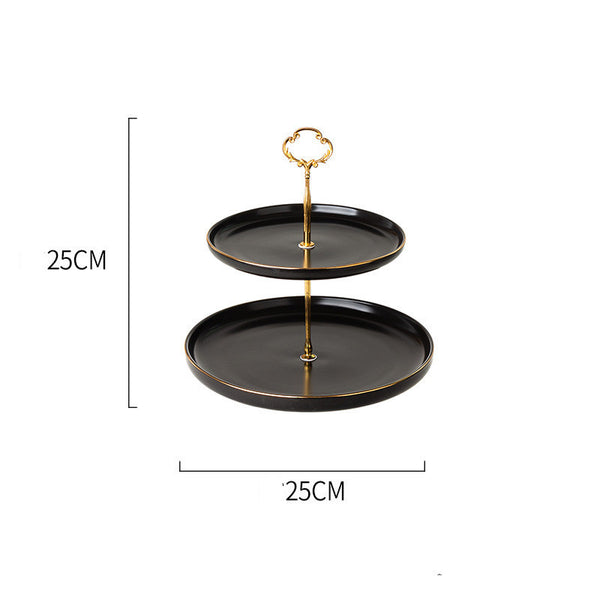 European Three-tier Dark Green Cake Stand Creative Dessert Plate