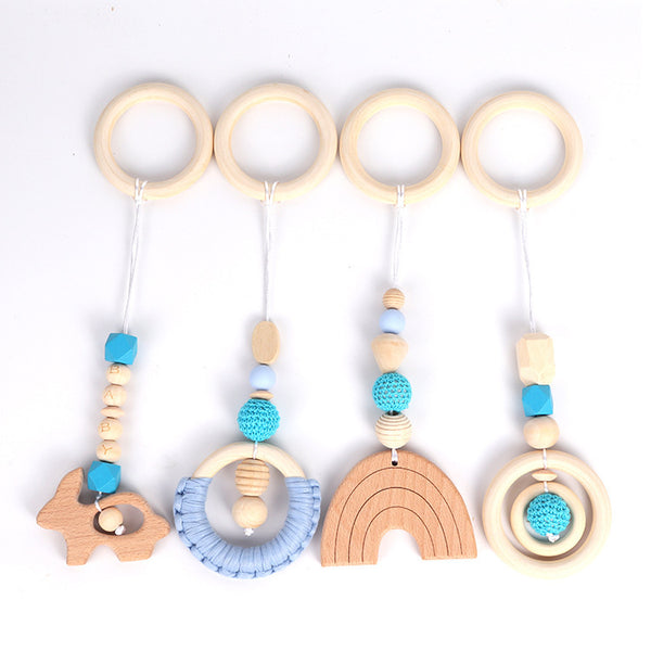 Children's Wooden Letter Beads Cotton Thread Teether Four-Piece Set