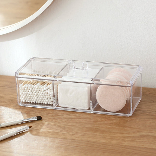 Transparent Acrylic Cosmetics Three-Compartment Storage Box