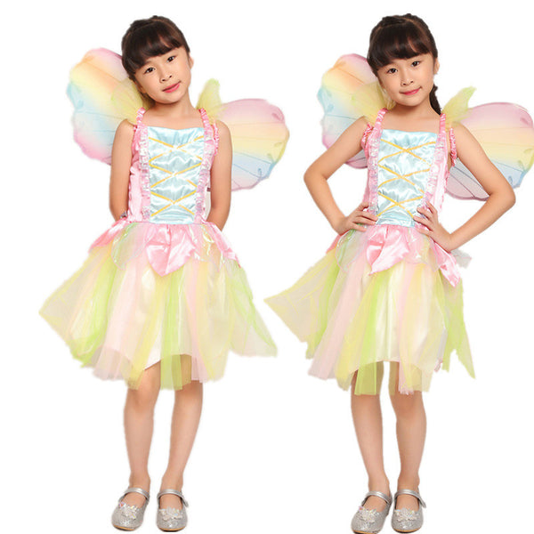 Princess Dress Cosplay Rainbow Angel Butterfly Elf Stage Costume