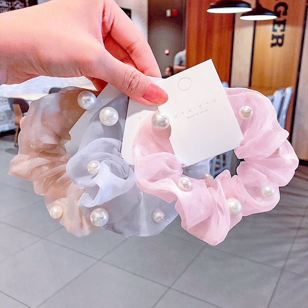 Mesh Pearl Large Intestine Hair Tie