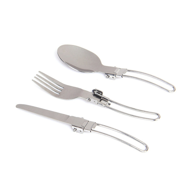 Camping Tableware Stainless Steel Foldable Cutlery, Outdoor Camping Portable Tableware