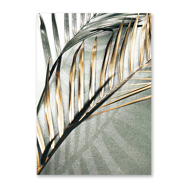 Modern Simple Tropical Green And Gold Palm Leaf Oil Painting Wall Art Print Poster Home Decoration Painting Core