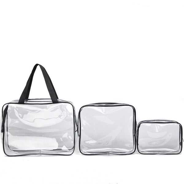 Amazon S Explosive Transparent Fashion Pvc Travel Storage Bag Three Piece Toiletry Bag Logo Can Be Printed