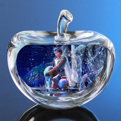 Crystal Zodiac Sign Glass Constellation Apple Paperweight Birthday Gifts