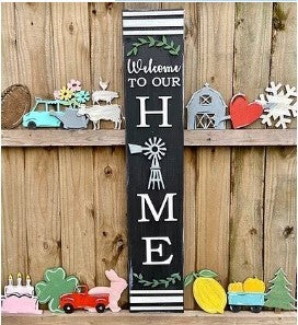 Easter Wreath 20Cm Welcome Door Pendant, Wooden Board Welcome Sign