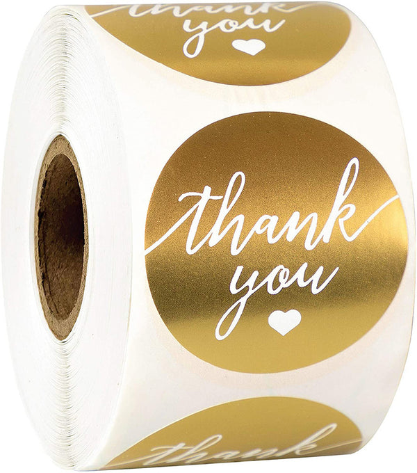 1.5 inch Gold Round thank you stickers Labels Waterproof Stationery Sticker korean Gold Foil Paper Sealing Label Sticker