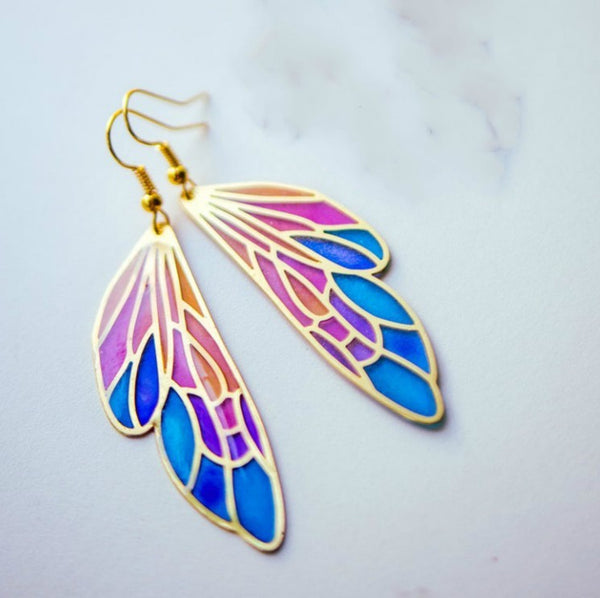 Gradient Colorful Wings Butterfly Earrings