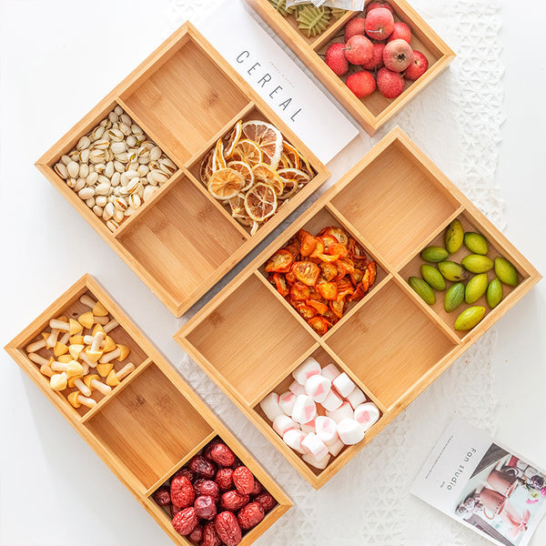 Bamboo And Wood Creative Dry Fruit Box Household Living Room Nut Candy Box Snack Snack Dry Fruit Tray Miscellaneous Brocade Storage Box