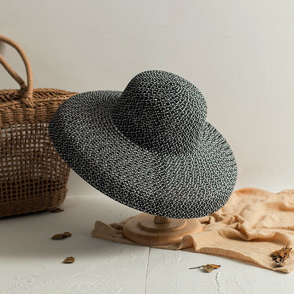 Retro Round Top Big Straw Hat Ladies Sun Hats Travel