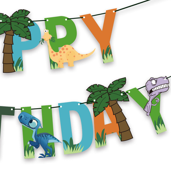 Dinosaur Theme Party Decoration Dinosaur Latex Balloon Pull Flag Set Birthday Letter Banner Cartoon Animal