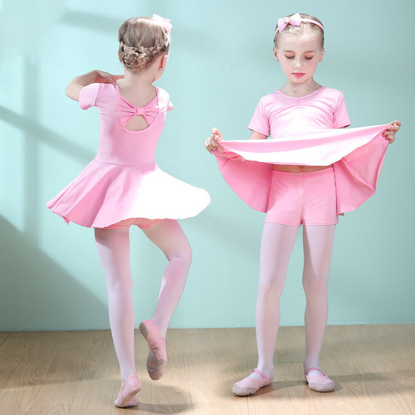 Children Dance Clothing Summer Short-sleeved Girls Dance Skirt Children Exercise Clothing Ballet Dance Dress