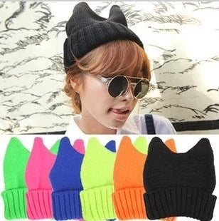 Cat ears Korean woolen hat