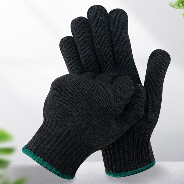 Black Grey Cotton Yarn Gloves