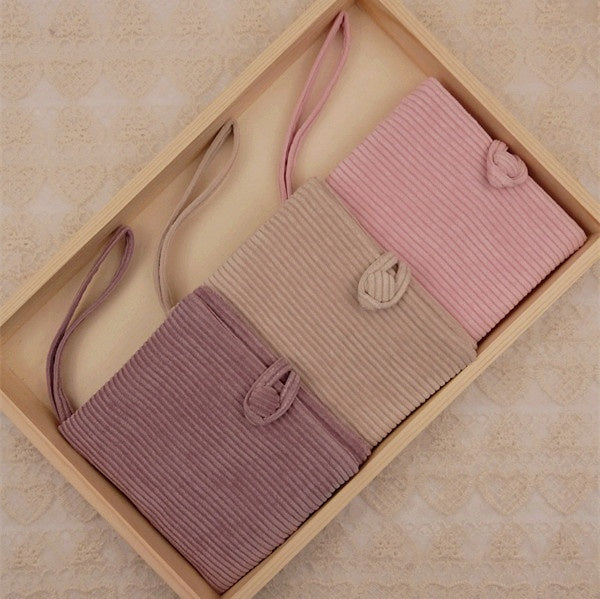 QLi original handmade corduroy two fold portable monthly package sanitary napkin bag aunt towel storage bag napkin bag