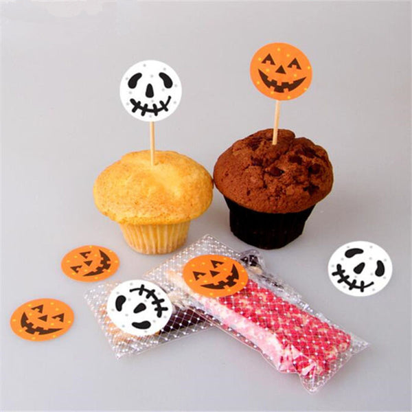 120 Stickers DIY Halloween Party Candy Box Stickers Gift Bag Labels Pumpkins Ghost Cupcake Decor Stickers Party Supplies