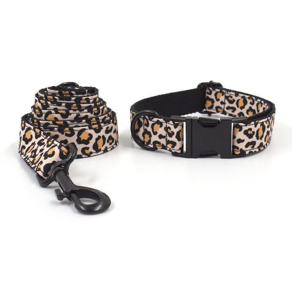 Pet Dog Black Buckle Collar Leash Set