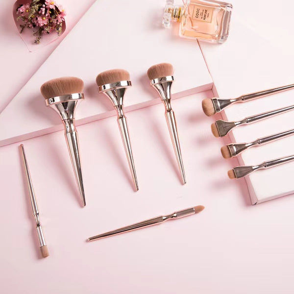 9 Gold Plating Toothbrush Type Makeup Brushes Suit