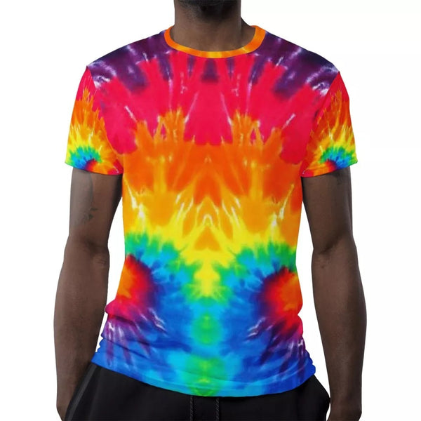 Custom Tie-dye Rainbow Short Sleeve T-shirt