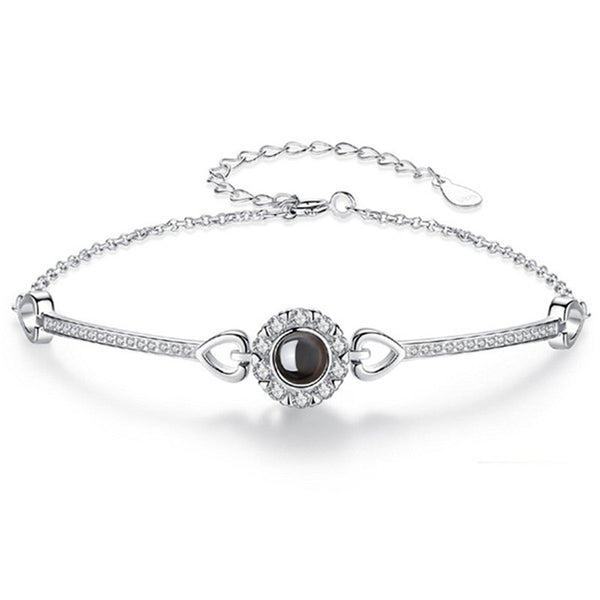 S925 Silver Angel Eye Sunflower Projection 100 Languages Bracelet