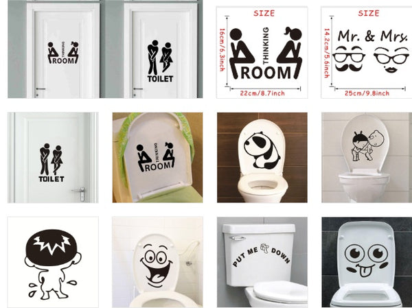 Mr. & Mrs. Quotes Toilet Door Sticker Fashion Bathroom Door Decals Diy Waterproof Wall Art Vinyl Removable Poster Home Decor