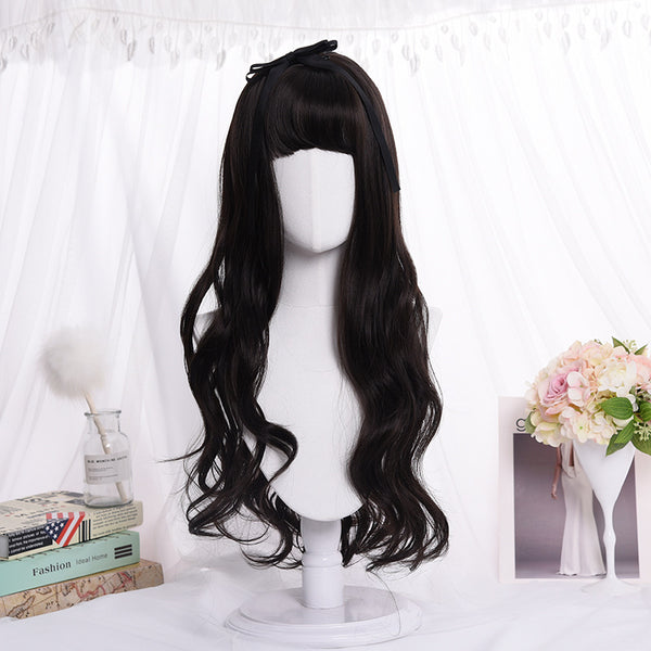 Long roll wig air bangs wig wig COS wig dyed wig