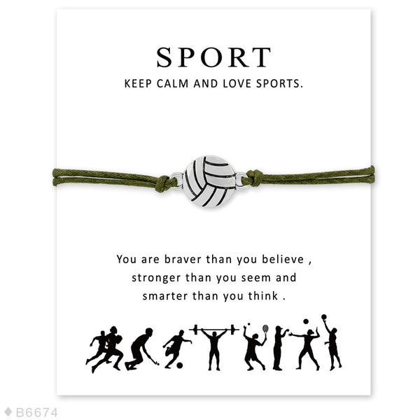 Double drop ball SPORT blessing card bracelet