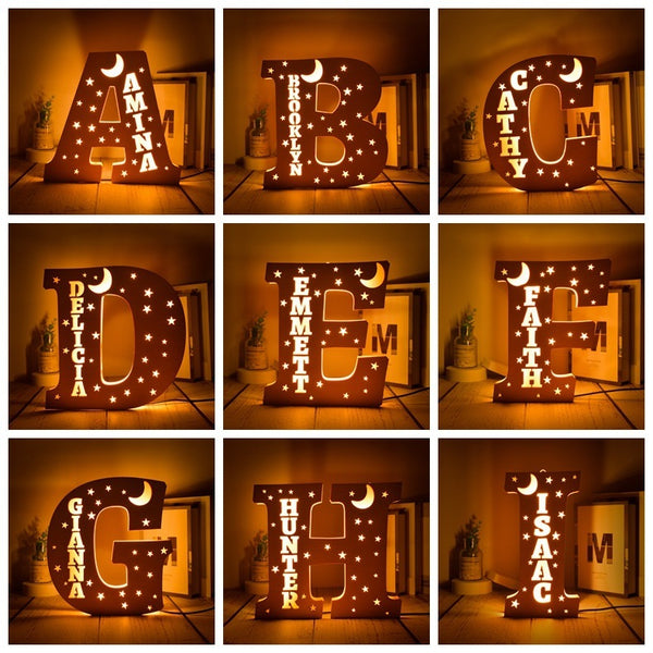 USB Warm Light Wooden Letter Lamp Creative Decoration