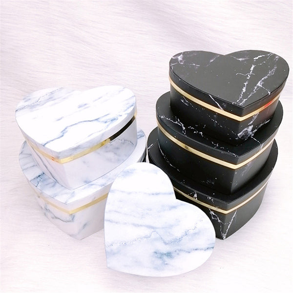 Net Red Peach Heart Box Marble Gift Box Heart-Shaped Gift Box