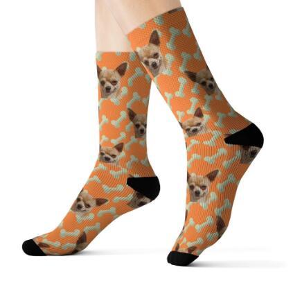 Personalized Custom Pet Head Print Socks for Dog Cat Lover