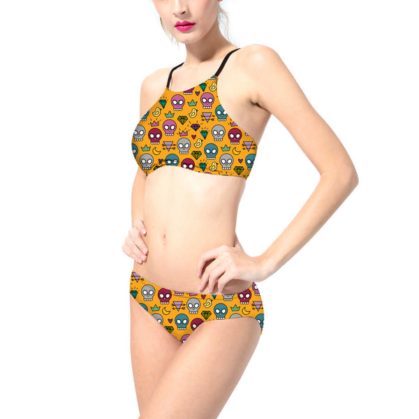 Printed Custom Swimwear No Steel Ring Split Bikini