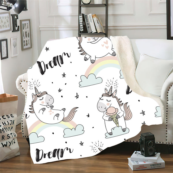 Cartoon Cute Animal Cross-border Lamb Wool Blanket Thick Double Layer Digital Printing Skin-friendly Super Soft Blanket