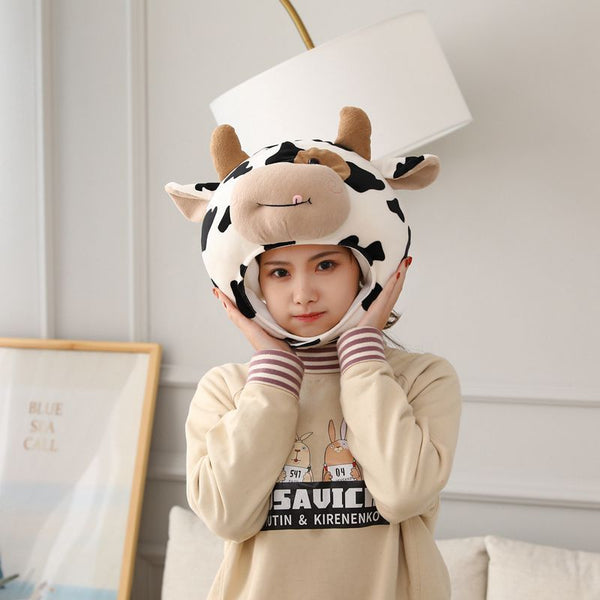 Soft Spot Cow Head Cover Cartoon Head Performance Props